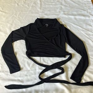 PAC Sun, Long sleeve collared wrap top, cropped.